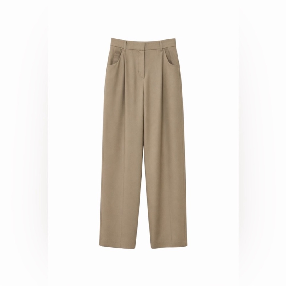 Giorgio Armani Women’s Main Line Women’s  Taupe Tan Wide-Leg Trousers, Size 4
